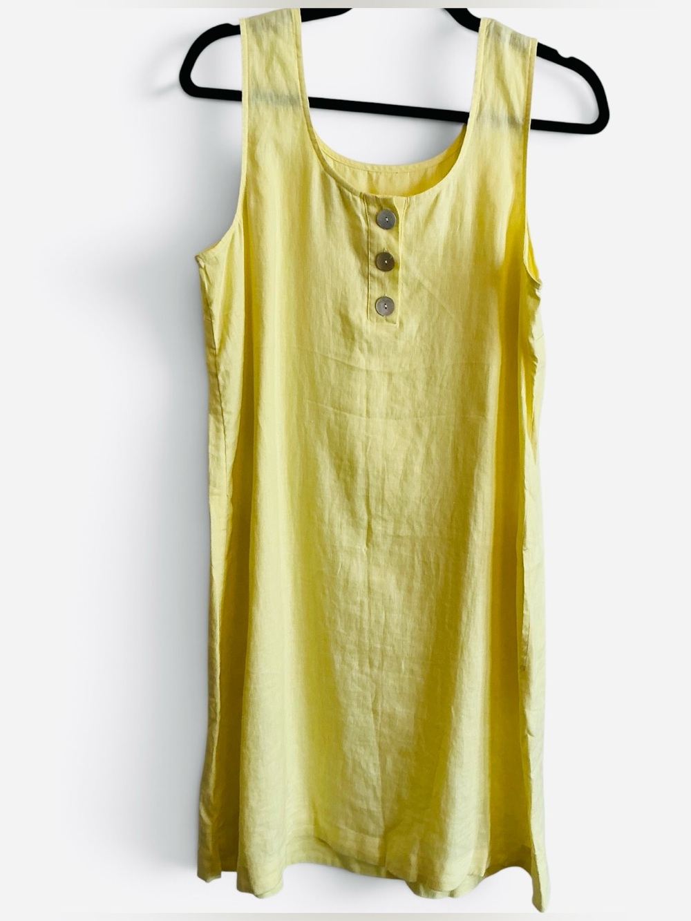 Women’s J.Jill Pale Yellow Sleeveless Linen Mini Dress Size Medium